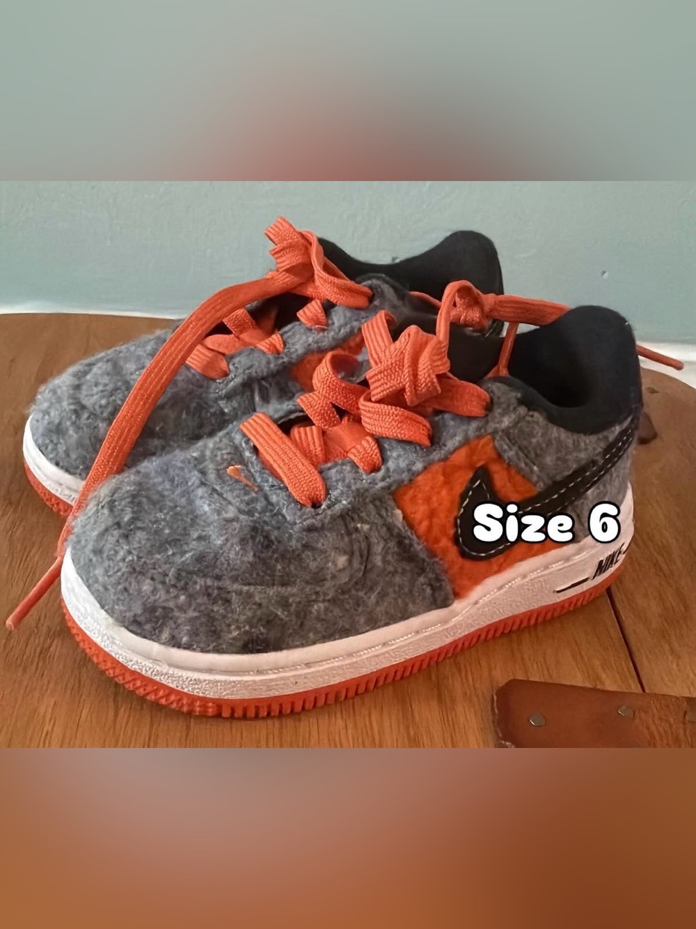 Nike Kids Gray Plush Sneakers with Bright Orange Accents BENGALS TWO AVAILABLE 6